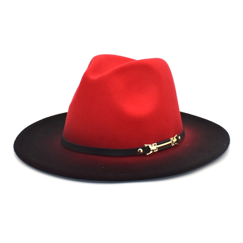 Gradient Wide Brimmed Felt Fedora Hat