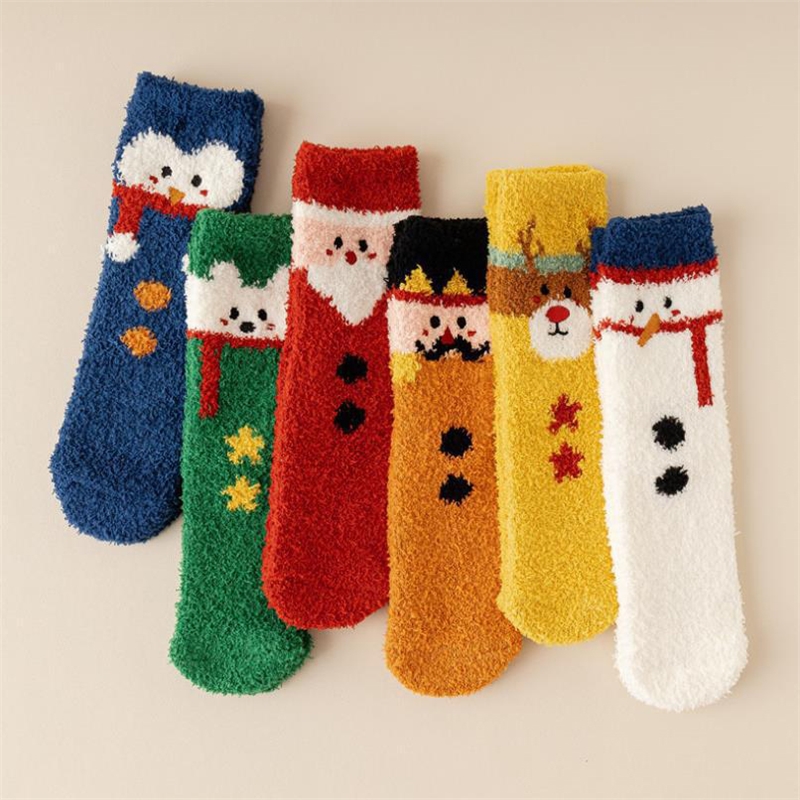 Christmas Cartoon Coral Fleece Terry Socks