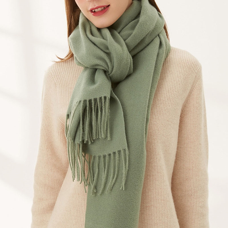 Solid Color Fringed Warm Scarf