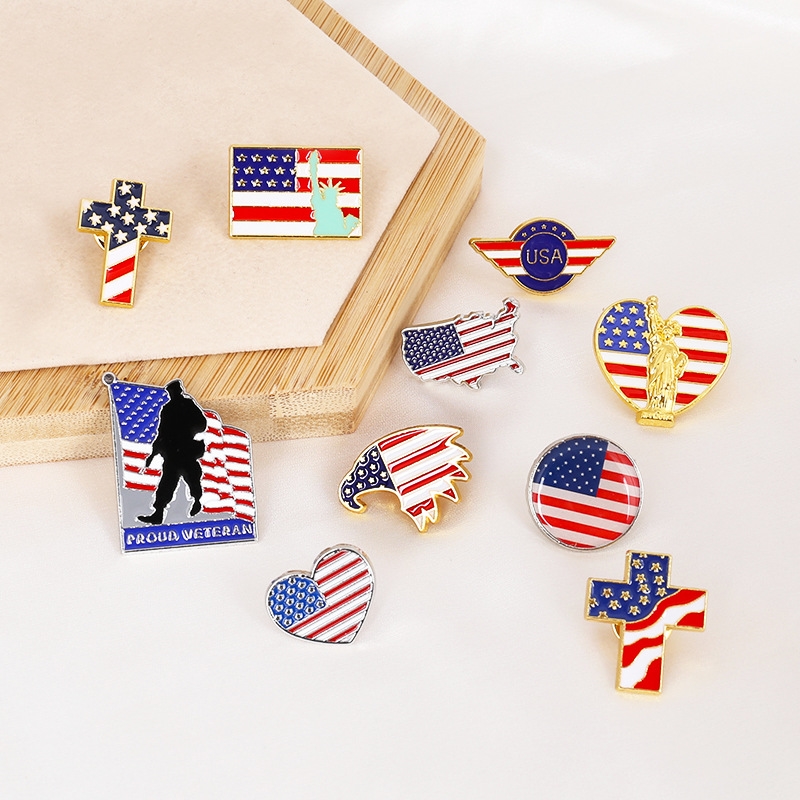 National Flag Plating Souvenir Decorate Peickly Needle Collar Pin
