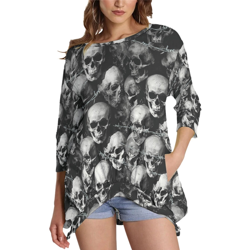 All-Over Skull Print Women's Sweatshirt