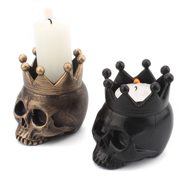 Resin Crown Skull Candle Holder Candle Base Halloween Decoration