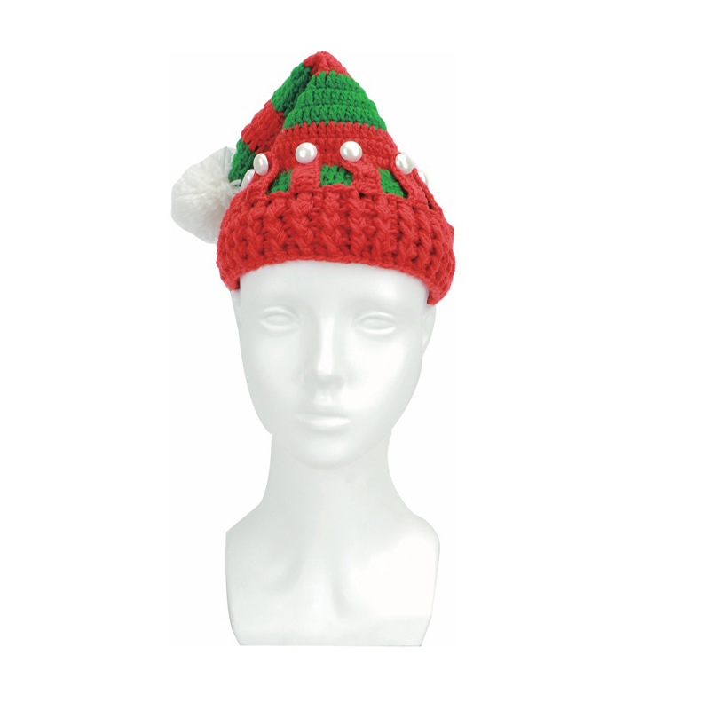 Striped Knitted Pompom Christmas Hat