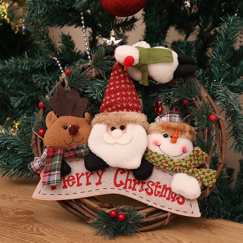 Cute Christmas Home Decorative Dolls Rattan Garland