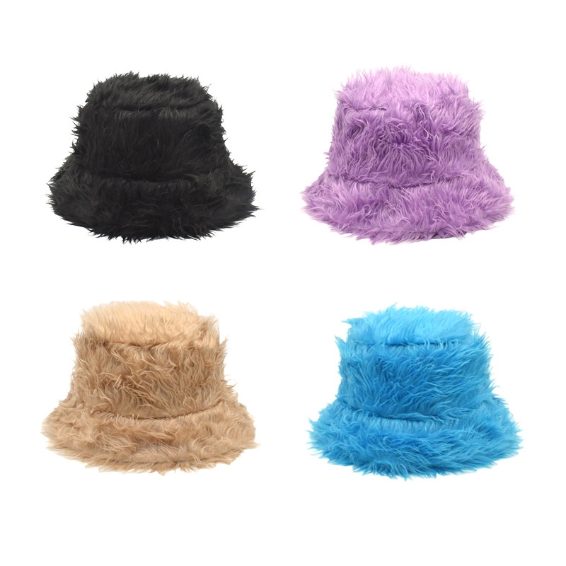 Solid Color Plush Furry Bucket Hat