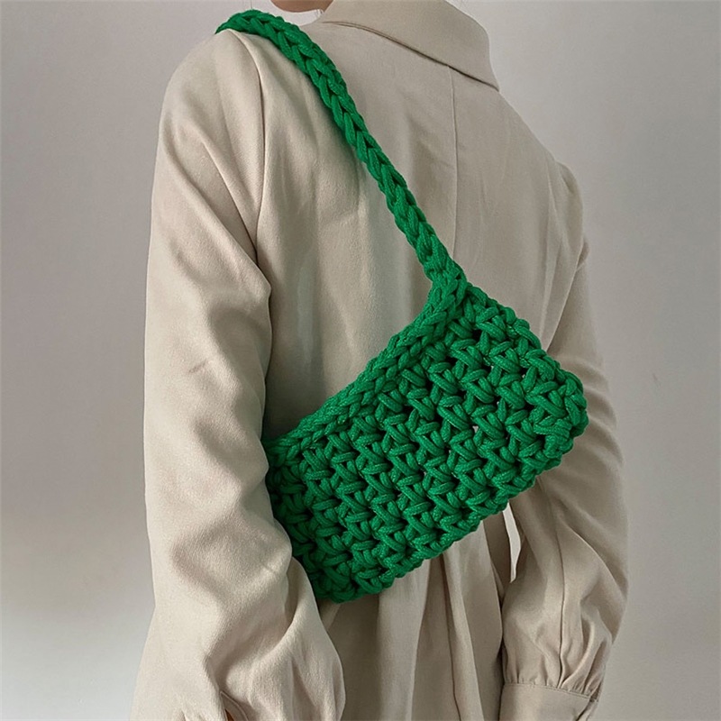Solid Color Crochet Knitted Shoulder Bag