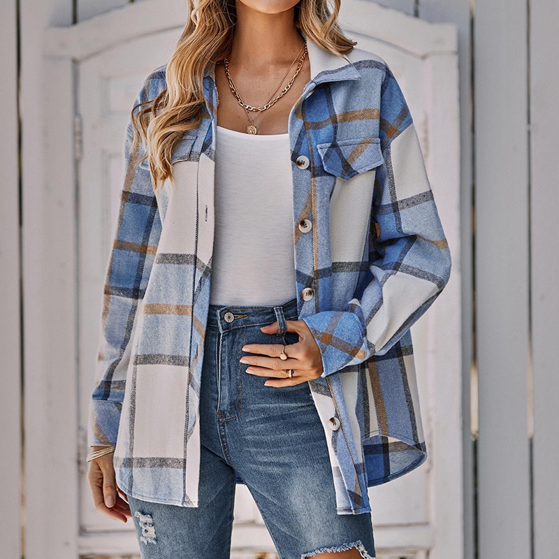 Button-Front Belted Plaid Shirt