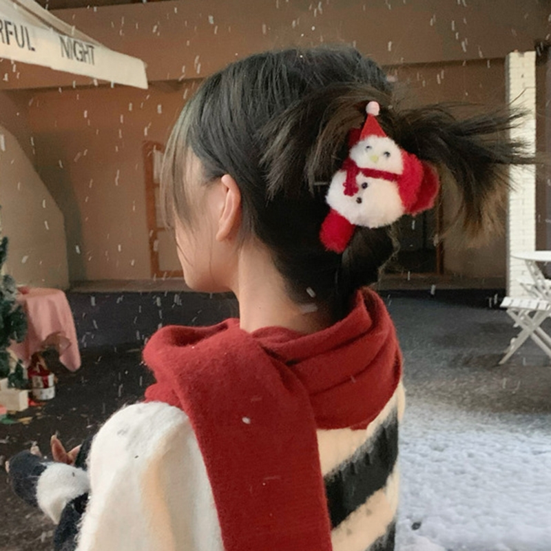Christmas Snowman Reindeer Furry Claw Clip