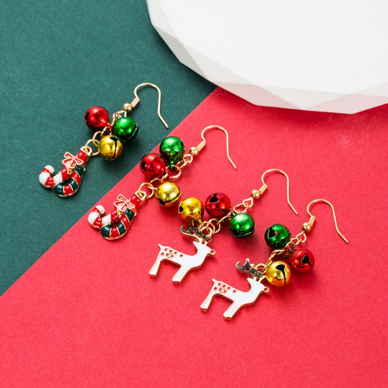 Christmas Reindeer Cane Drop Earrings