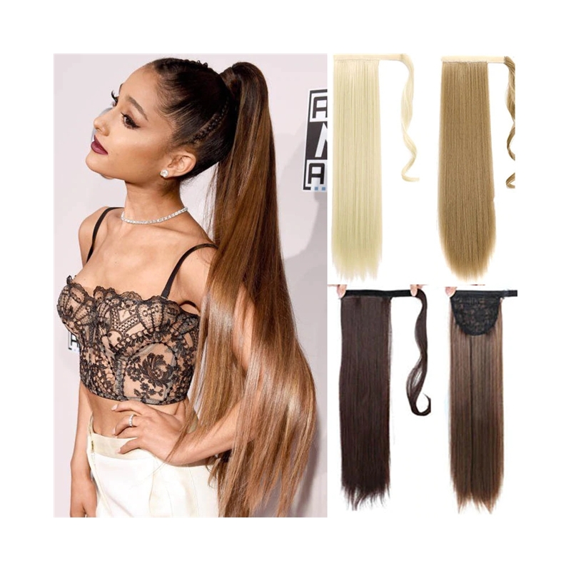 One Size 2# Wholesale 24 Inch Silky Straight Ponytail Hairpiece by Flowvogue