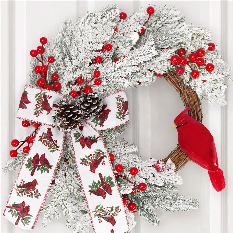 Christmas Red Bird Decoration Wreath